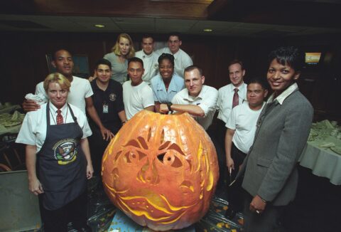 White House Staff with Giant Jack-o'-Lantern