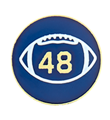 An emblem of a football with the number 48 on it.